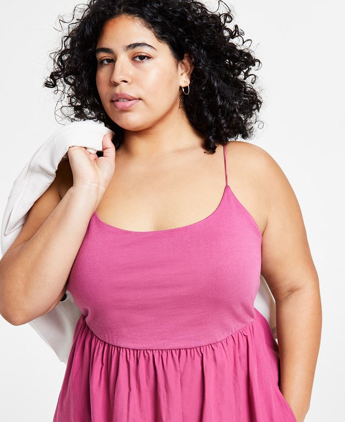 And Now This Trendy Plus Size Cotton MixedMedia Midi Dress Macy's