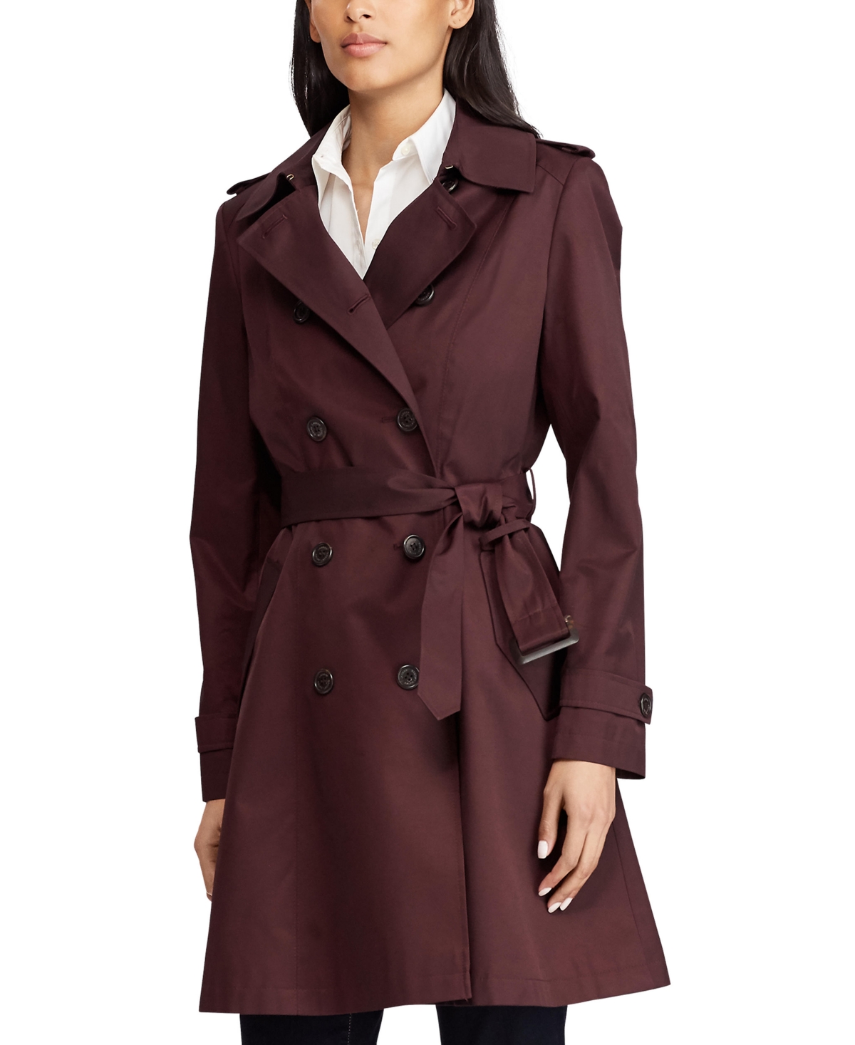 Lauren Ralph Lauren Women's Belted Water-resistant Trench Coat In Pinot Noir