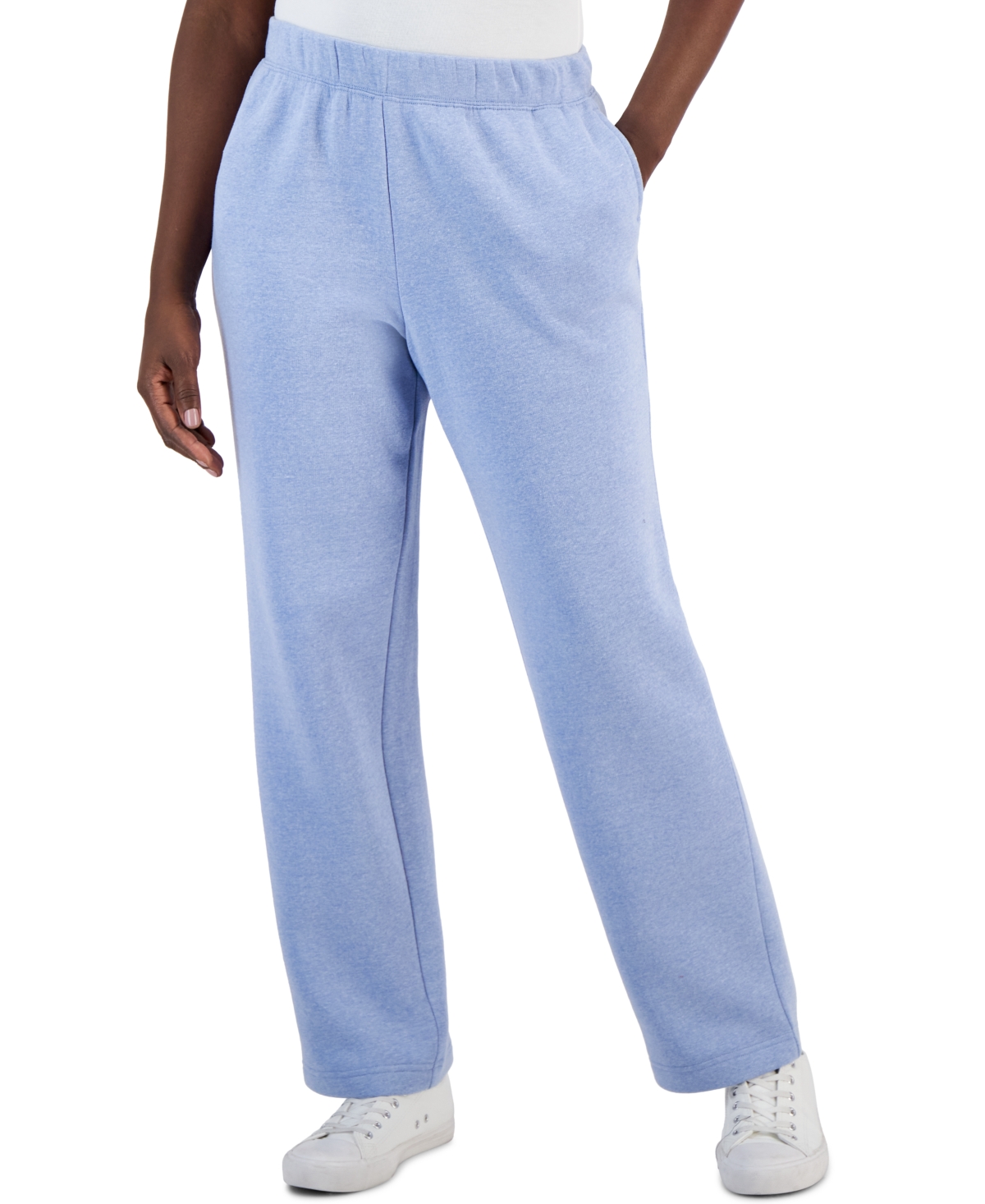 Karen Scott Fleece Knit Mid rise Solid Pull On Pants Created for Macy s Heather Indigo Smart Closet