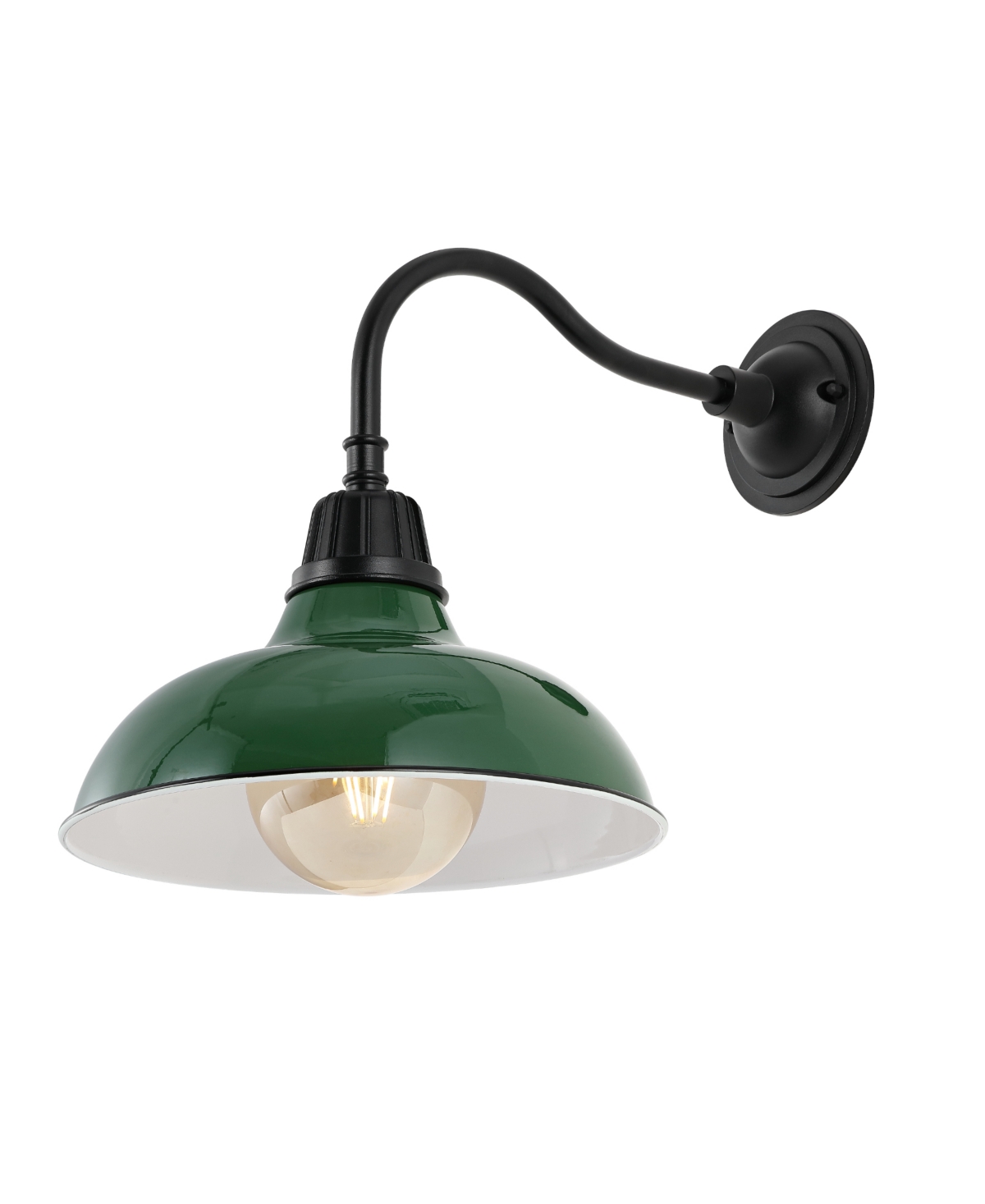 Aurora 1-Light Farmhouse Industrial Indoor, Outdoor Iron Led Gooseneck Arm Outdoor Sconce - White