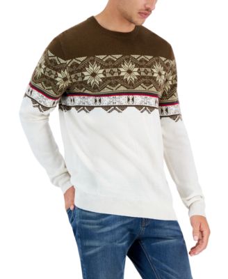 Club Room Men's Merino Genn Fair Isle Sweater, Created for Macy's