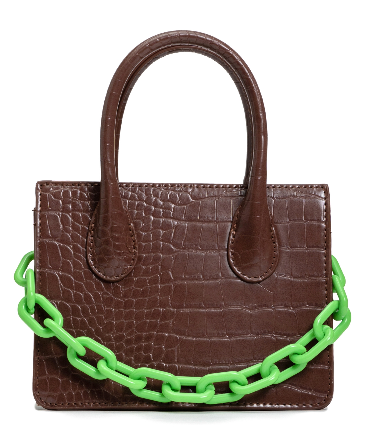 Like Dreams Kenzie Chain Croc Faux Leather Mini Crossbody Bag In Brown
