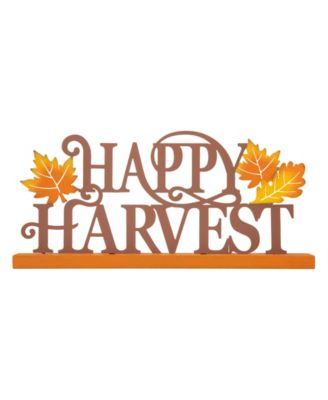 18" L Wood Metal Happy Harvest Table Decor