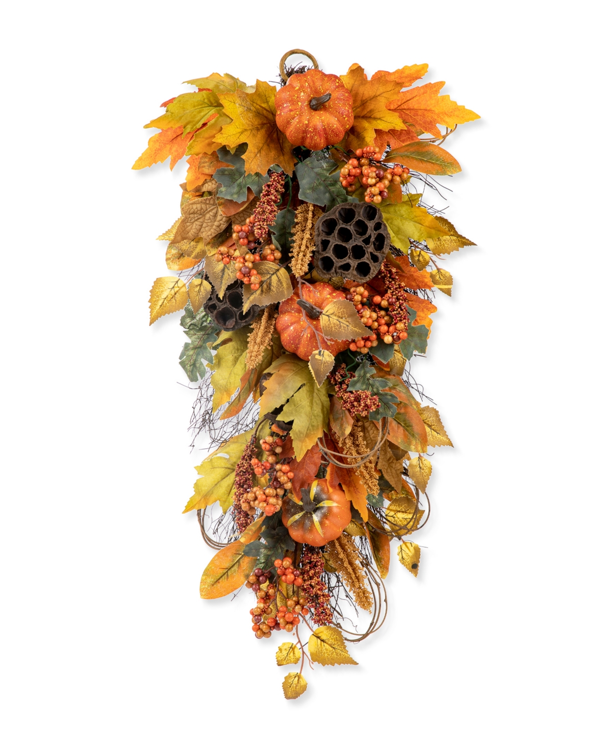 25" H Fall Pumpkin Leaf Swag - Multi