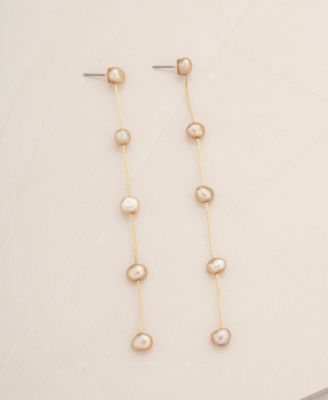 18K Gold Plated Brass Dripping in Freshwater Pearl Earrings