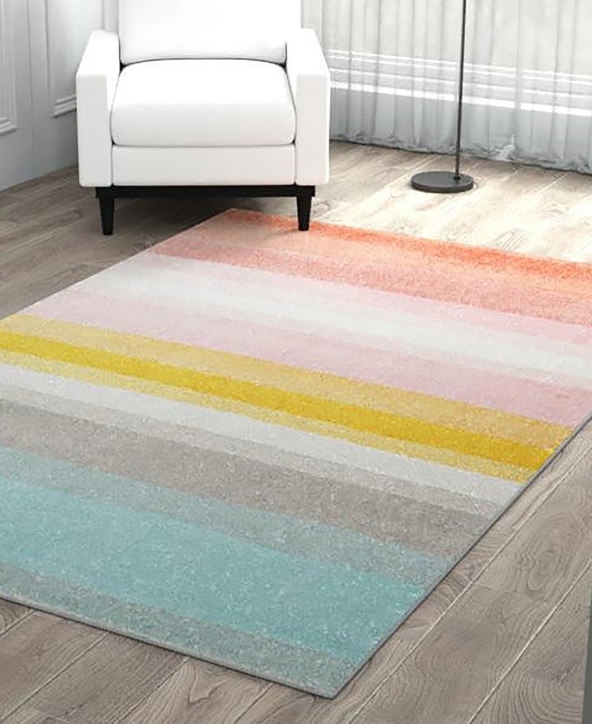 Bayshore Home Campy Kids Pastel Abstract Rainbow Area Rug