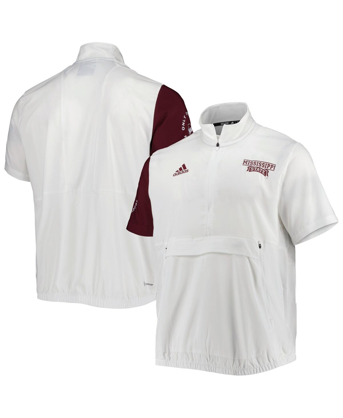 Men's adidasMississippi State Bulldogs M Stm Aeroready Half-Zip Jacket - White