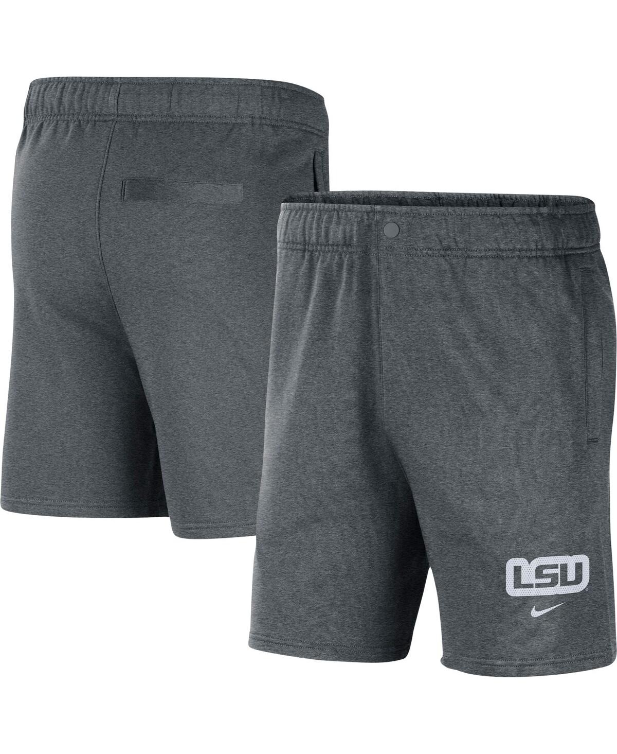 Shop Nike Men's  Gray Lsu Tigers Fleece Shorts