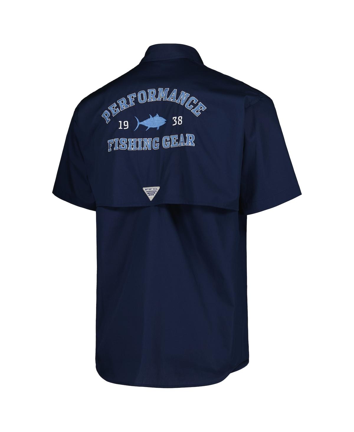 Shop Columbia Men's  Navy North Carolina Tar Heels Bonehead Button-up Shirt