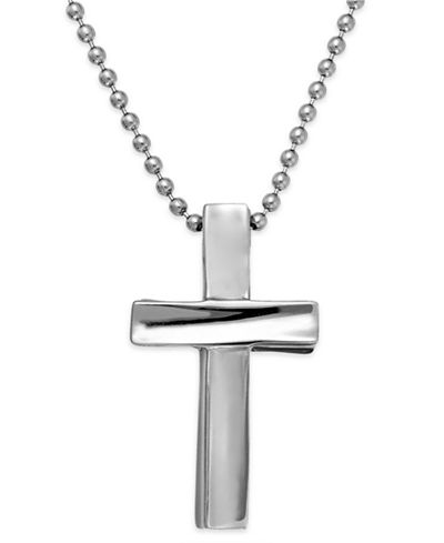 Sutton by Rhona Sutton Men's Stainless Steel Cross Pendant Necklace