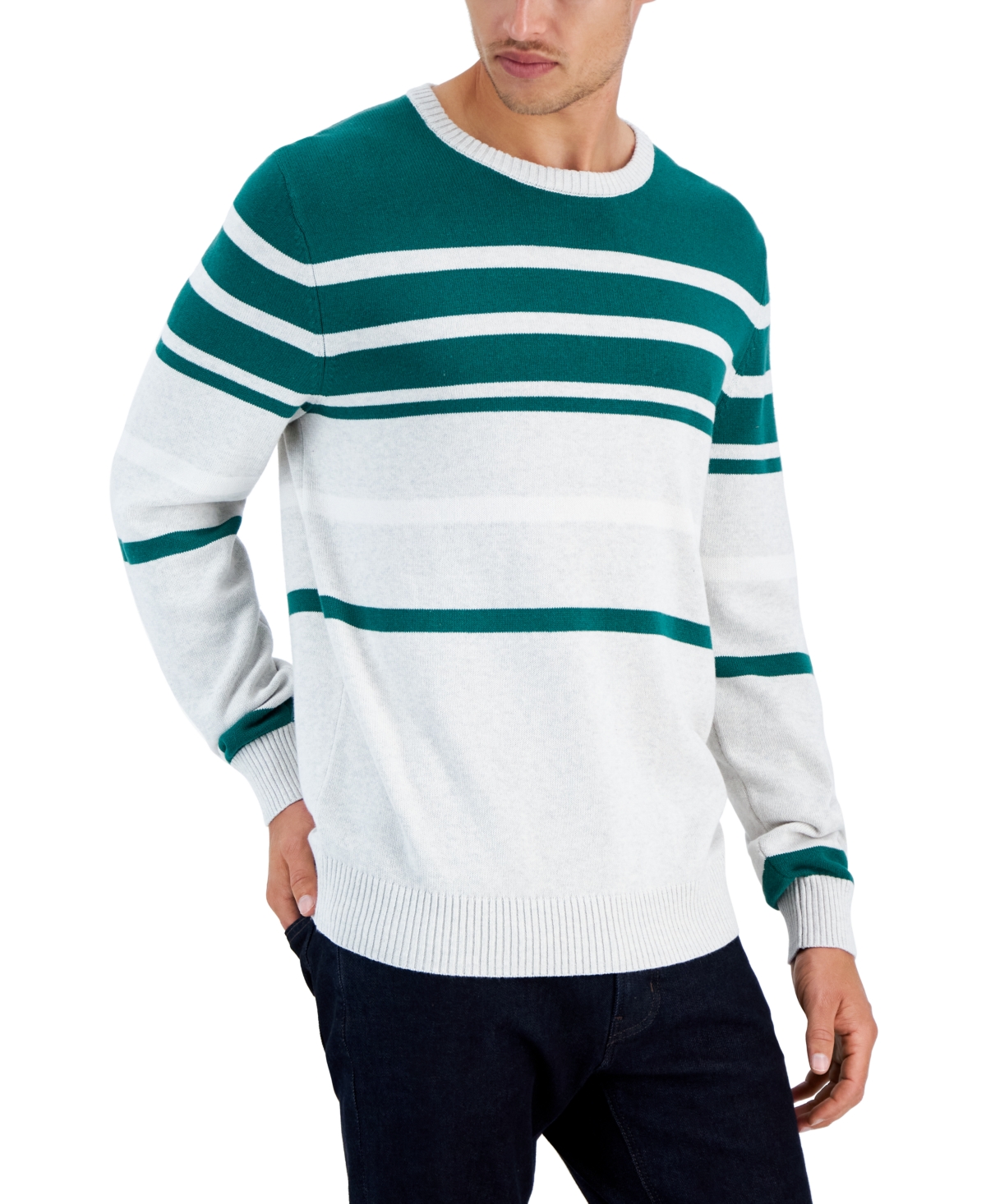 Club Room Men's Vary Striped Sweater, Created For Macy's In Spruce Up