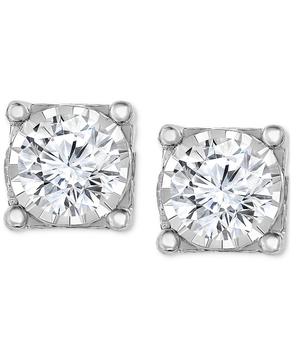 Diamond Center & Side Bezel Stud Earrings (5/8 ct. t.w.) in 14k Gold