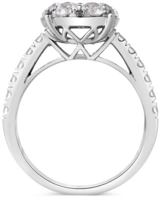 Diamond Halo Cluster Engagement Ring (2 ct. t.w.) in 14k White Gold