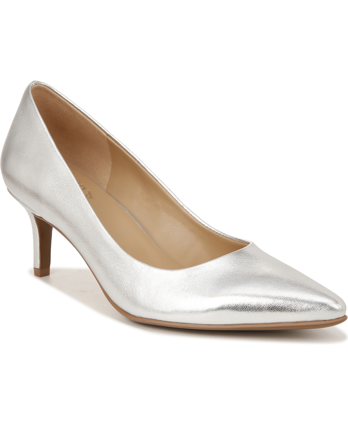 Naturalizer Everly Womens Slip On Dress Heels In Silver Metallic Leather