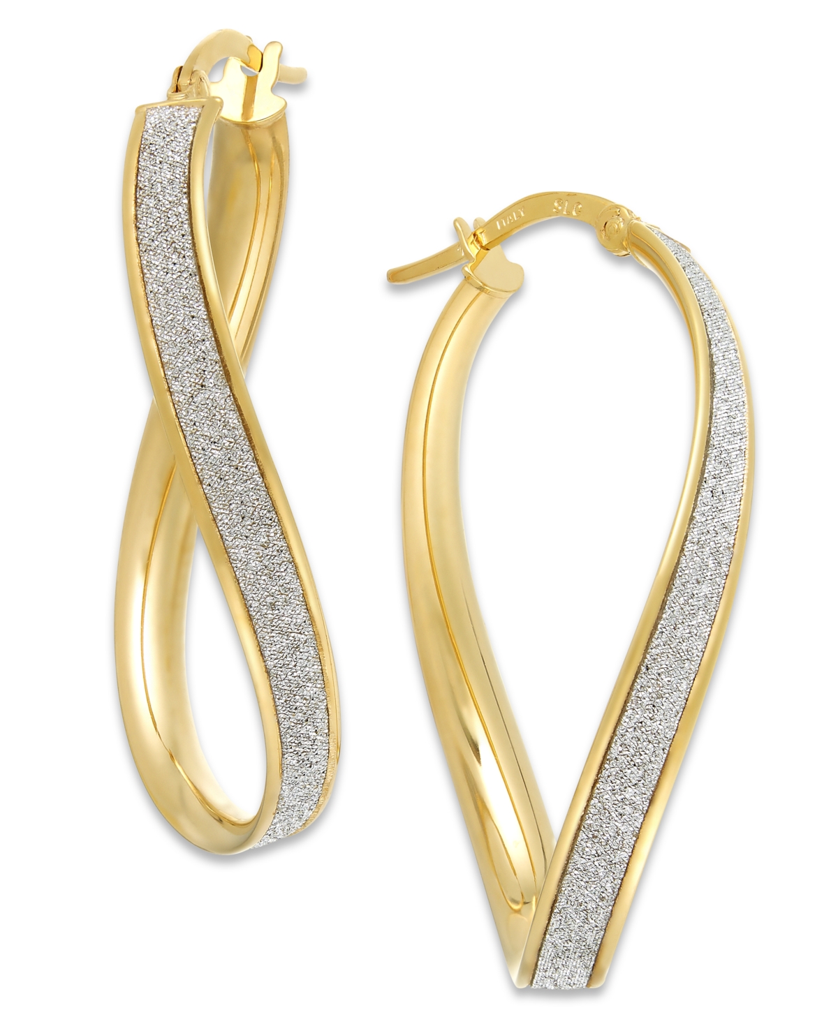 Glitter Wavy Hoop Earrings in 14k Gold - Yellow Gold