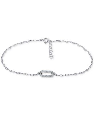 Giani Bernini Cubic Zirconia Pave Link Ankle Bracelet in Sterling Silver 18k Gold-Plate Created for Macys - STERLING SILVER 65$