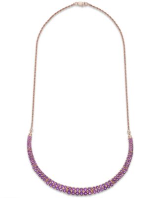 Macy's - Amethyst Two-Row Frontal Necklace in 14k Rose Gold over Sterling Silver (9-5/8 ct. t.w.)