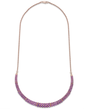 image of Amethyst Two-Row Frontal Necklace in 14k Rose Gold over Sterling Silver (9-5/8 ct. t.w.)