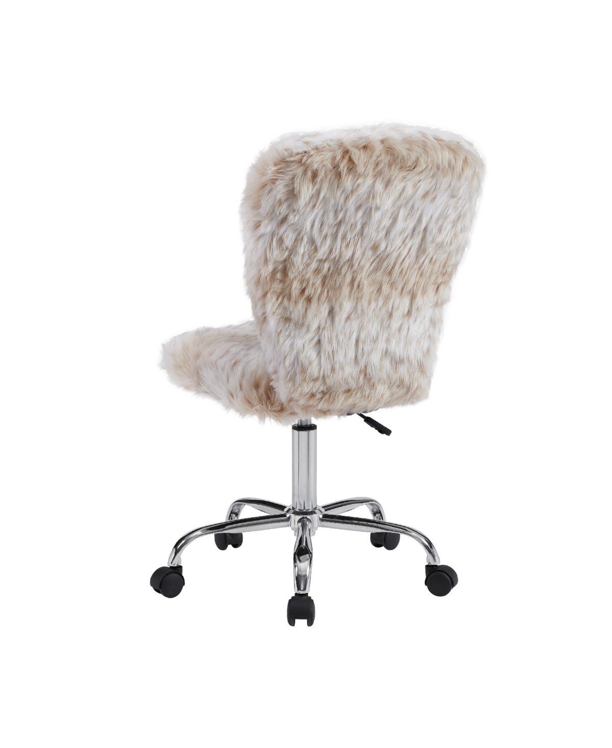 Linon Home Decor Albion Armless Swivel Office Chair In Snow Leapard Faux Fur