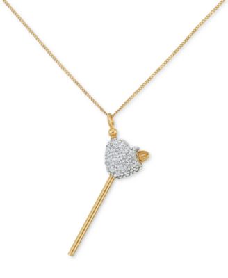 Simone I. Smith - Clear Crystal Heart Lollipop Small Pendant Necklace in 18k Gold over Sterling Silver