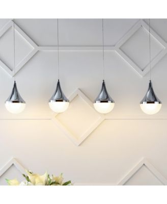 Elena Teardrop 47" 4-Light Modern Mid-Century Iron, Acrylic Integrated Linear LED Pendant