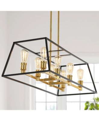 Liane 35" 8-Light Farmhouse Industrial Iron Linear LED Pendant