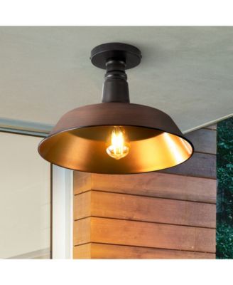 Camila 14" 1-Light Classic Industrial Indoor, Outdoor Iron LED Semi Flush Mount