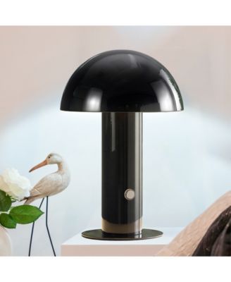 Boletus 10.75" Contemporary Bohemian Rechargeable, Cordless Iron Integrated LED Mushroom Table Lamp