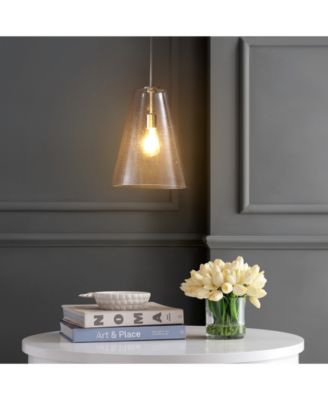 Arlo 11.5" 1-Light Mid-Century Modern Iron, Seeded Glass LED Pendant