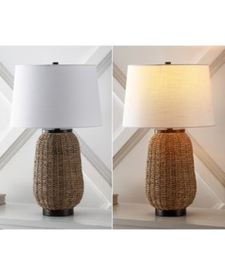 Chakrii 25" Rustic Bohemian Iron, Rattan LED Table Lamp with Pull-Chain