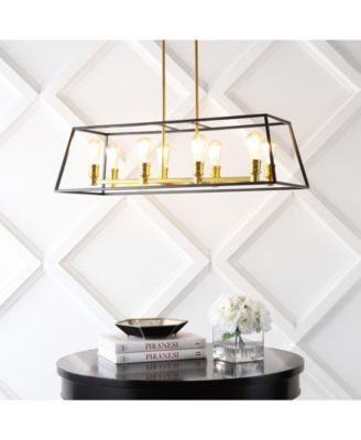 Liane 35" 8-Light Farmhouse Industrial Iron Linear LED Pendant