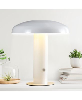 Suillius 11" Contemporary Bohemian Rechargeable, Cordless Iron Integrated LED Mushroom Table Lamp