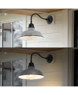 Aurora 12.25" 1-Light Farmhouse Industrial Indoor, Outdoor Iron LED Gooseneck Arm Outdoor Sconce