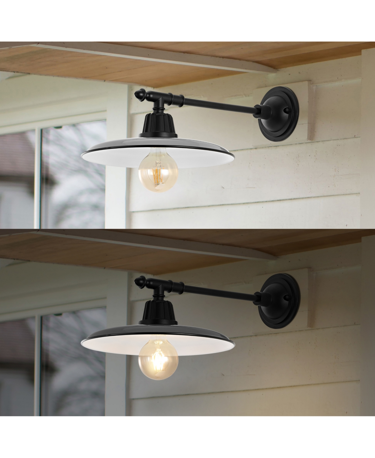 Bonner 1-Light Farmhouse Industrial Indoor, Outdoor Iron Led Victorian Arm Outdoor Sconce - White