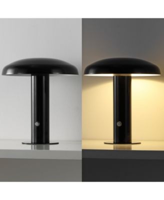 Suillius 11" Contemporary Bohemian Rechargeable, Cordless Iron Integrated LED Mushroom Table Lamp