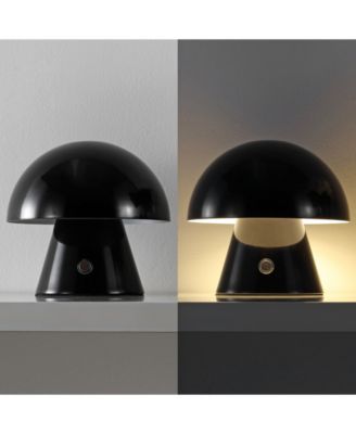 Porcini 7" Contemporary Bohemian Rechargeable, Cordless Iron Integrated LED Mushroom Table Lamp