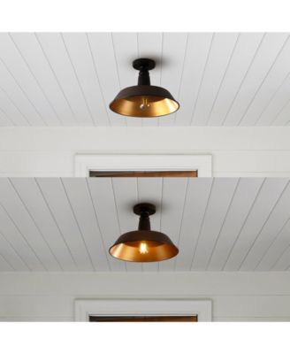 Camila 14" 1-Light Classic Industrial Indoor, Outdoor Iron LED Semi Flush Mount