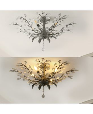 Elisana 26" 4-Light Contemporary Bohemian Iron, Acrylic LED Semi Flush Mount