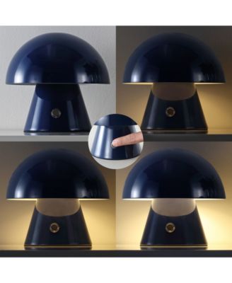 Porcini 7" Contemporary Bohemian Rechargeable, Cordless Iron Integrated LED Mushroom Table Lamp