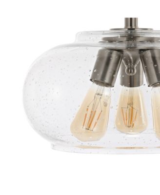 Lina 13.75" 3-Light Modern Industrial Iron, Seeded Glass LED Semi Flush Mount