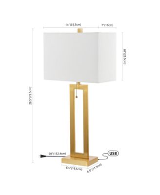 Sabrina 28.5" Vintage-inspired Industrial Iron LED Table Lamp with Pull-Chain and USB Charging Port, Set of 2