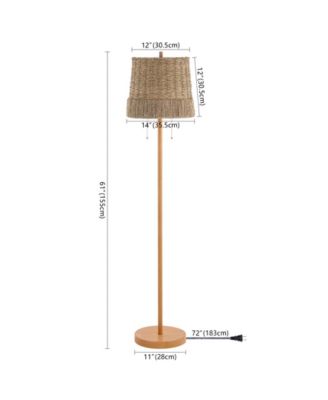 Ocata 61" 2-Light Coastal Bohemian Iron, Rattan LED Floor Lamp with Pull-Chain