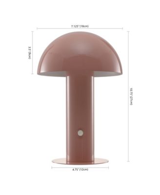 Boletus 10.75" Contemporary Bohemian Rechargeable, Cordless Iron Integrated LED Mushroom Table Lamp