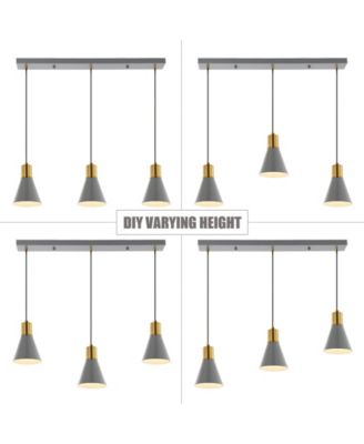 Apollo 33.5" 3-Light Mid-Century Modern Iron Adjustable Linear LED Pendant