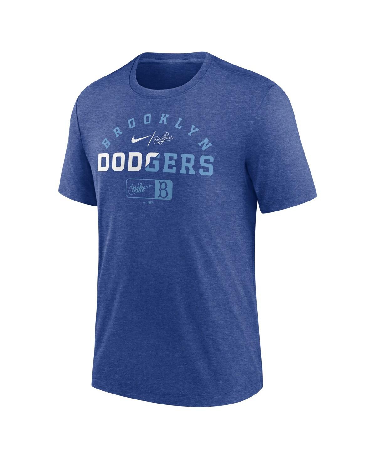 Nike Heather Royal Brooklyn Dodgers Rewind Review Slash Tri-blend T-shirt In Heather Royal