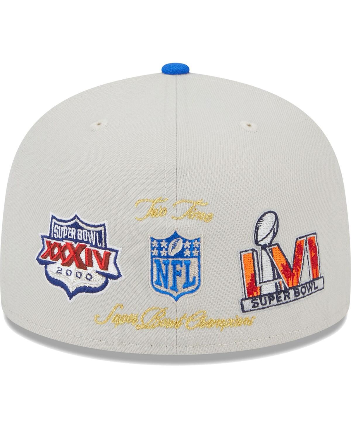 NEW ERA MEN'S NEW ERA KHAKI, ROYAL LOS ANGELES RAMS SUPER BOWL CHAMPIONS PATCH 59FIFTY FITTED HAT 