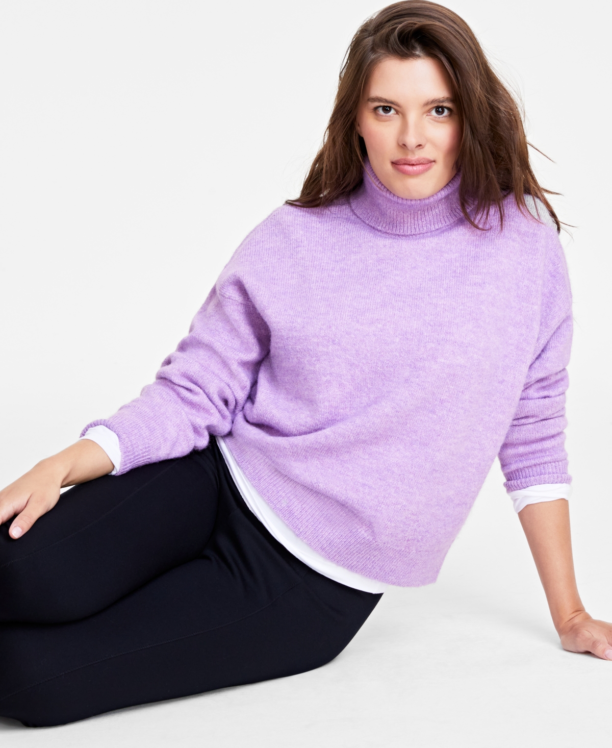 On 34th Women's Turtleneck Sweater, Created For Macy's In Lilac Garden