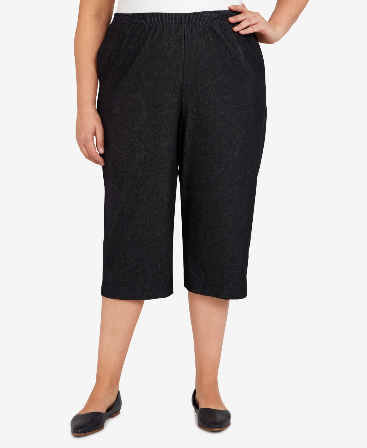 Shop Alfred Dunner Plus Size Classic Relaxed Fit Denim Capri Pant In Black