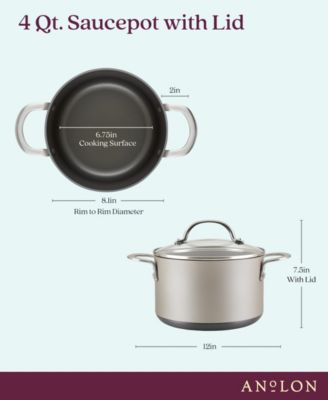 Achieve Hard Anodized Nonstick 4 Quart Saucepot with Lid