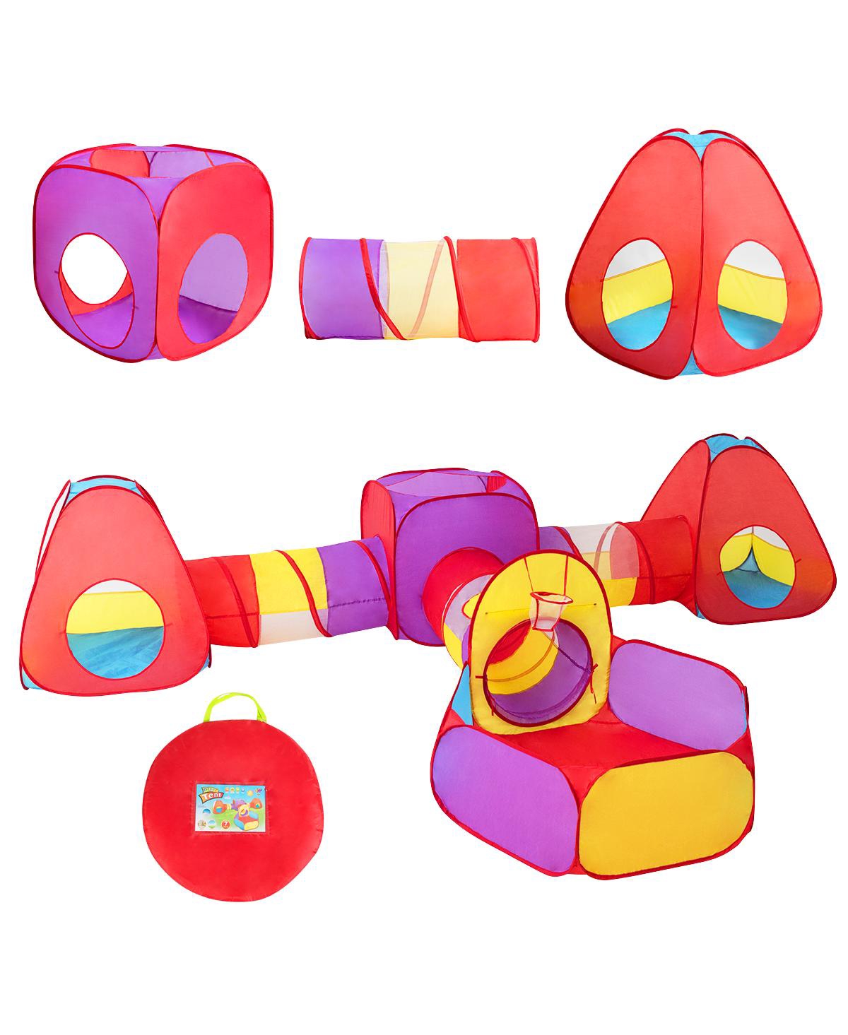 Costway 7pc Kids Ball Pit Play Tents & Tunnels Pop Up Baby Toy Gifts In Red